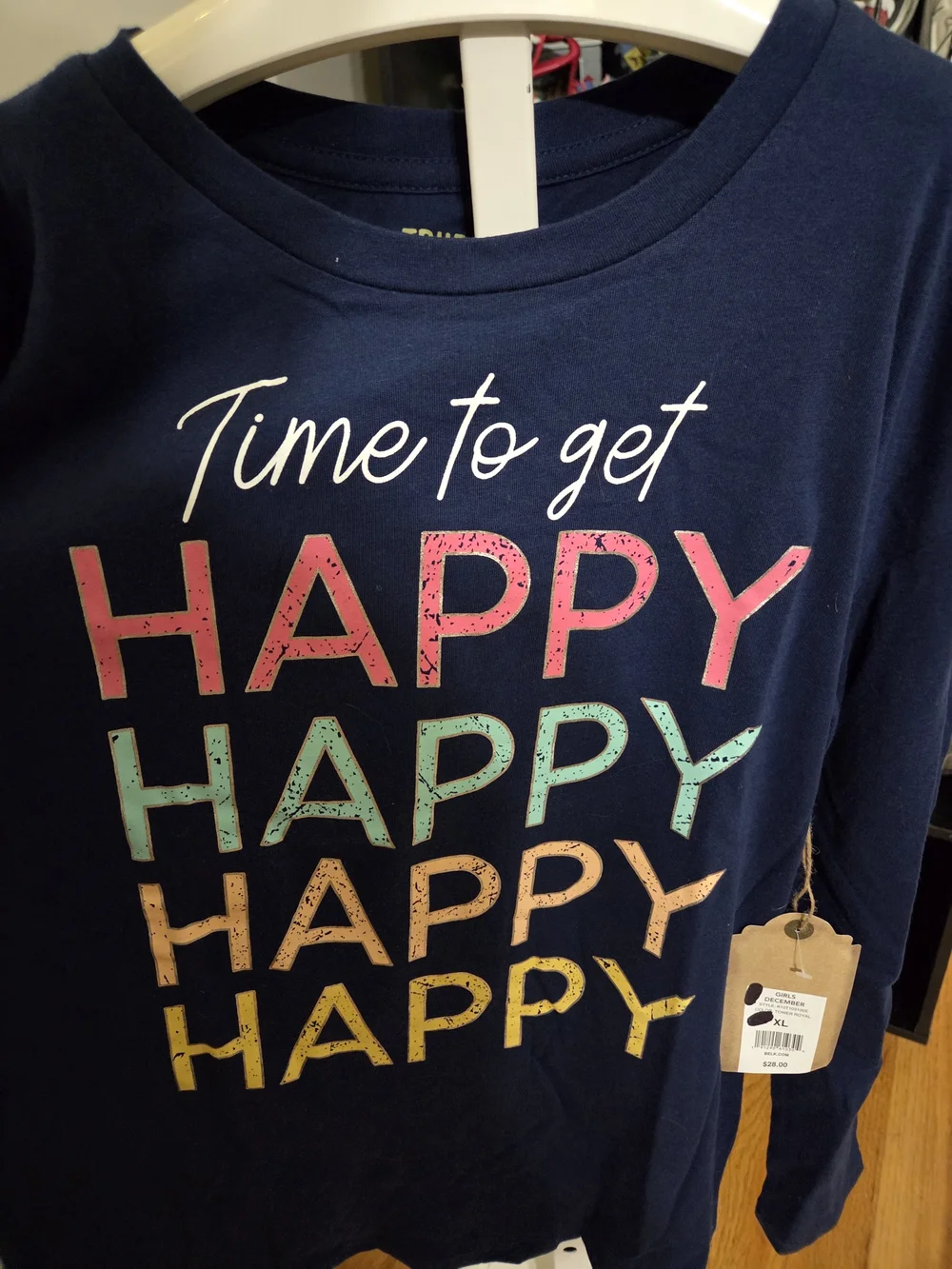 True Craft Navy Long-Sleeve 'Time to Get HAPPY' Graphic Tee